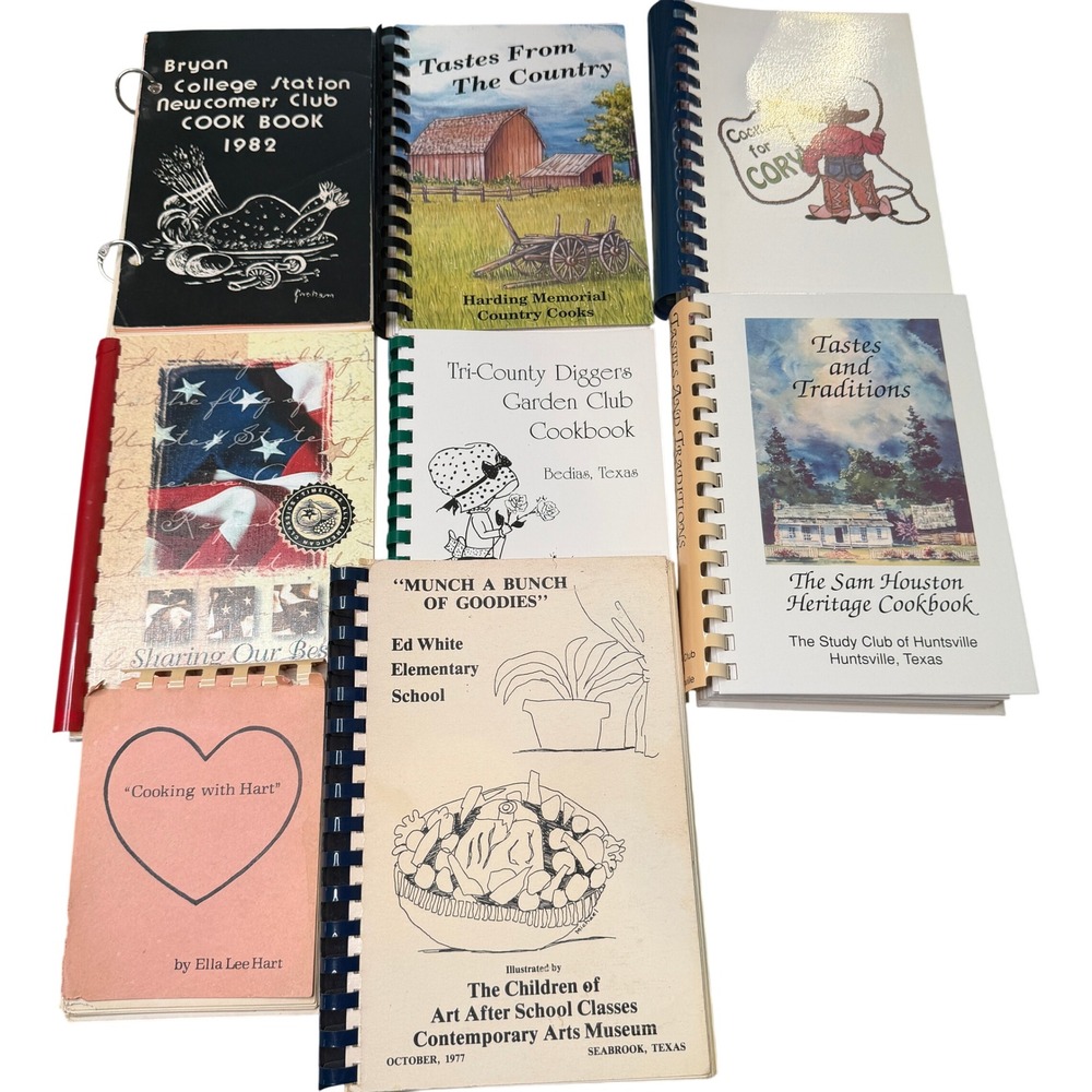 VTG various Texas Community cookbooks Cooking with Hart college station lof of 8